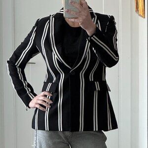 Maje Vakila Black & White Striped Blazer Jacket — Size 36